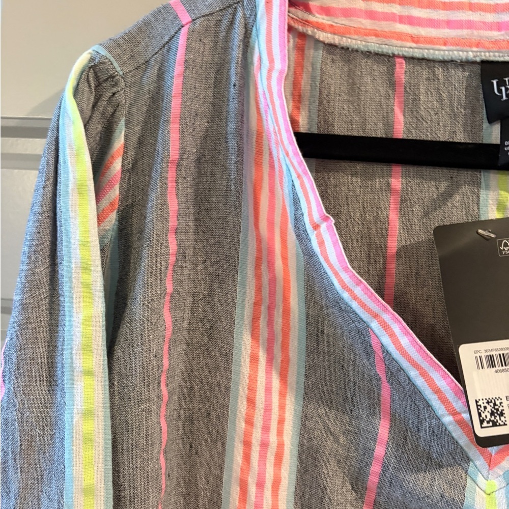 NWT Ulla Popken Womens Striped Kaftan Beach Vacation Cotton Dress Size 20/22 - Picture 9 of 15